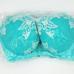 BNWOT V-Elizabella Aqua blue lace balconette bra 40D